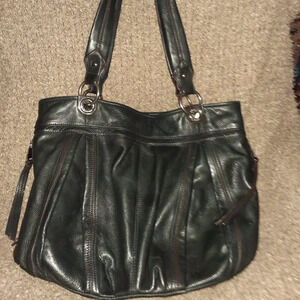 B. MAKOWSKY Black Soft Pebbled Leather Hobo Bag